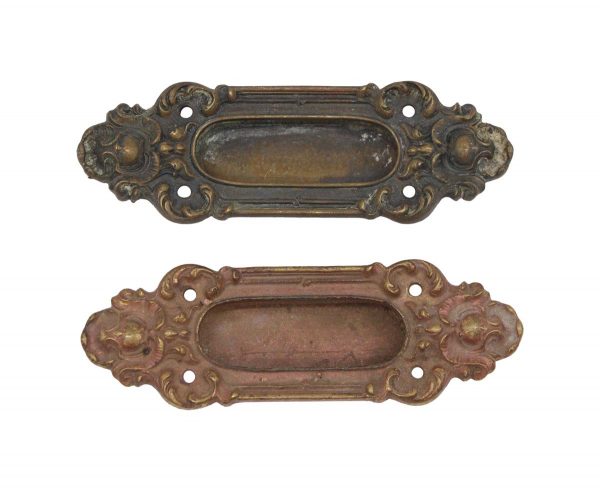 Window Hardware - Pair of Yale & Towne Recessed Victorian Brass Sash Lifts