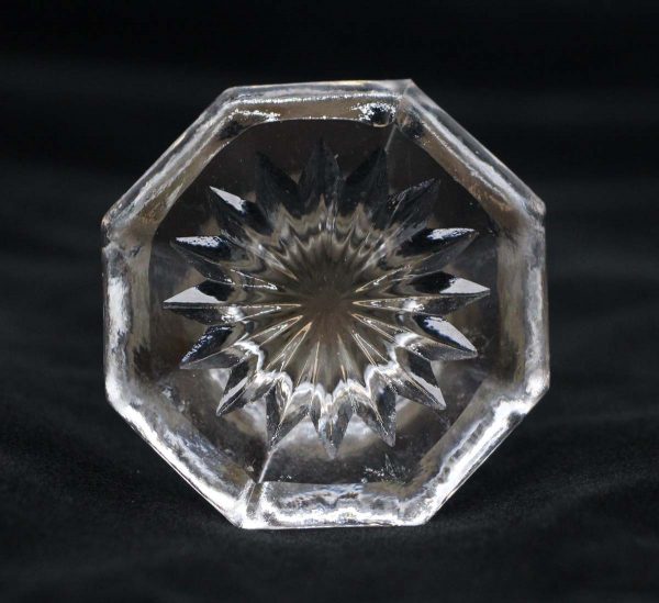 Cabinet & Furniture Knobs - Antique 1.875 in. Etched Octagon Clear Glass Drawer Knob