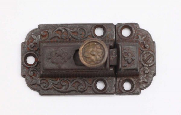 Cabinet & Furniture Latches - Antique Cast Iron 3 in. Victorian Cabinet Latch with Bronze Knob