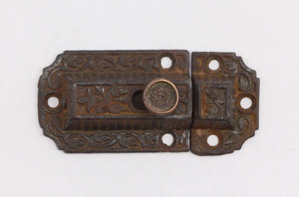 Cabinet & Furniture Latches - Antique Cast Iron Victorian 3.25 in. Cabinet Latch with Bronze Knob