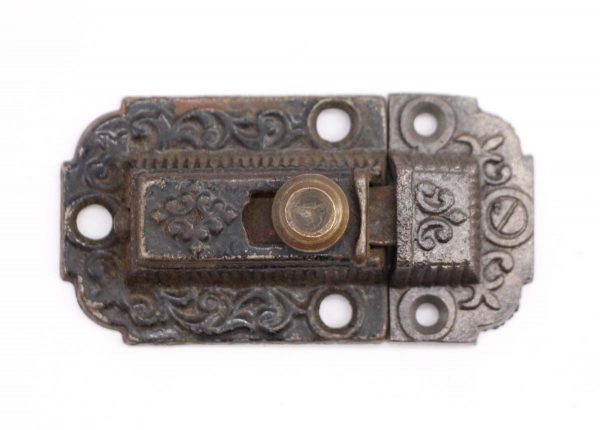 Cabinet & Furniture Latches - Antique Victorian 3 in. Cast Iron Cabinet Latch with Brass Knob