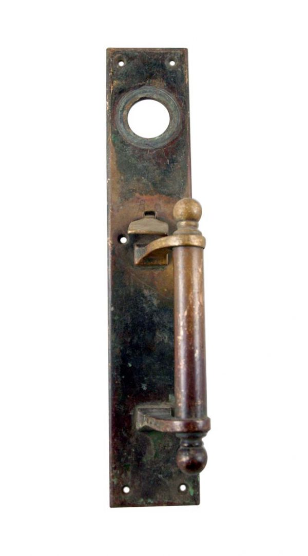 Door Pulls - Antique 12.625 in. Brass Door Pull with Lock Insert