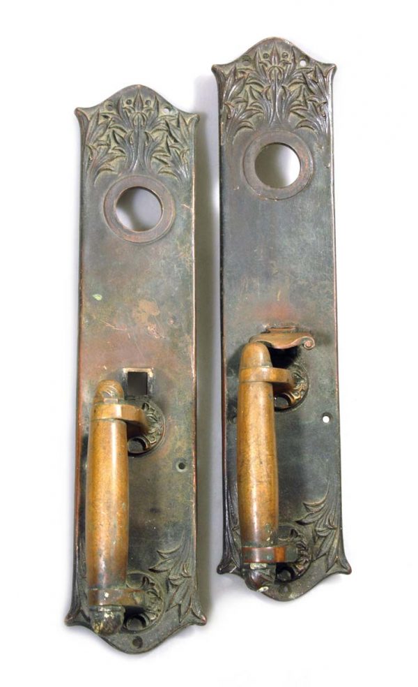 Door Pulls - Pair of Yale & Towne 15 in. Bronze Romanesque Door Pulls