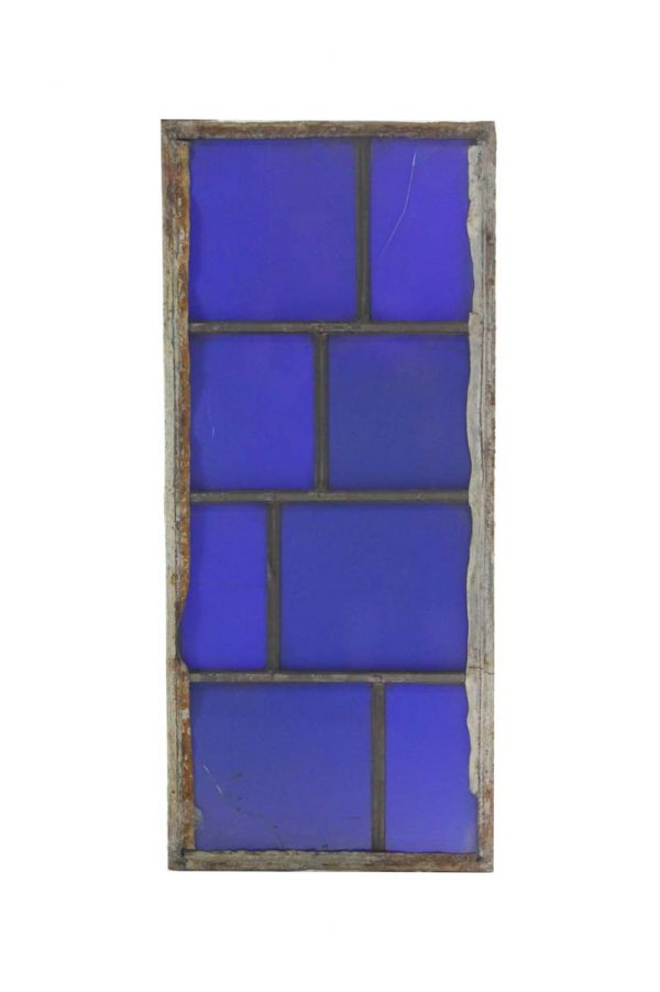 Exclusive Glass - Robert Sowers Mid Century JFK Blue Art Stained Glass Window