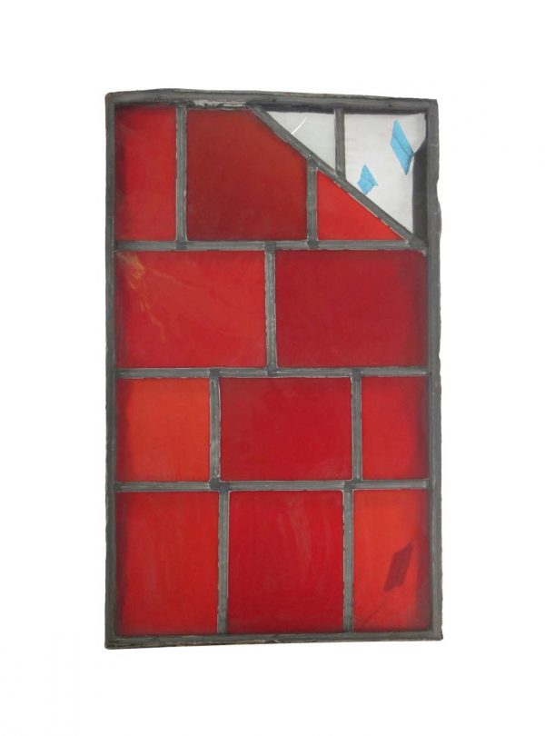 Exclusive Glass - Robert Sowers Mid Century JFK Red & White Stained Glass Window