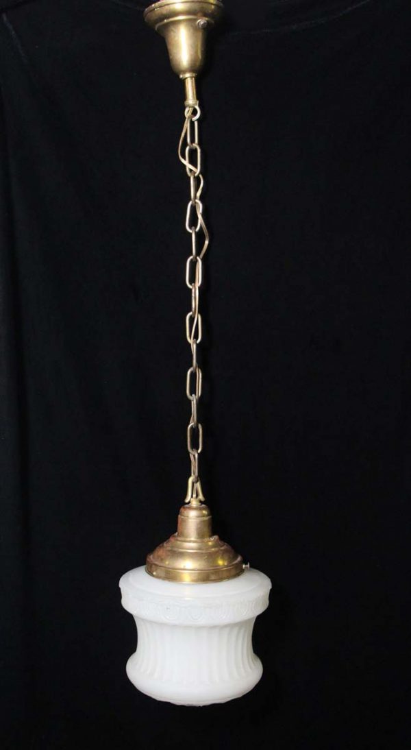 Globes - Antique 1910 Victorian Fluted Glass Pendant Light