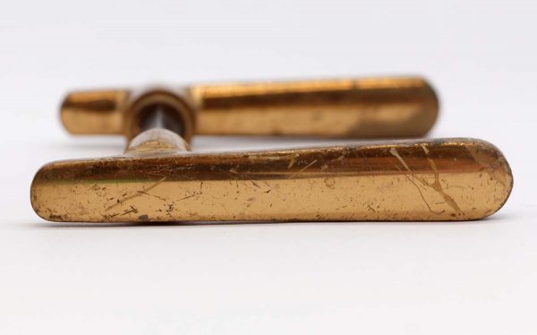 Levers - Pair of Antique Mid Century Brass Lever Door Knobs