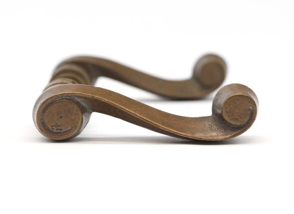 Levers - Pair of French Country Bronze Curled Lever Door Knobs