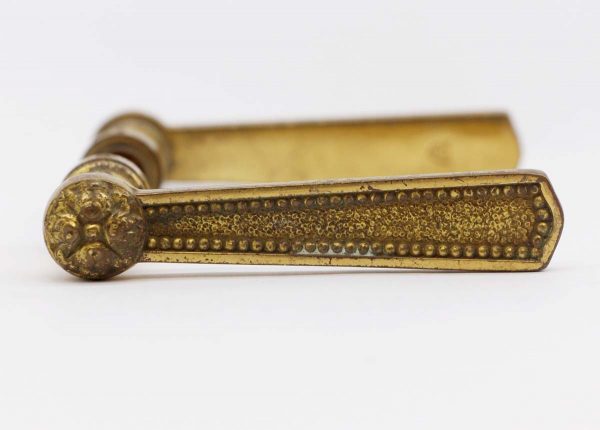 Levers - Pair of Louis XVI Floral Beaded Brass Door Knob Levers