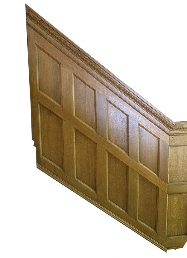Paneled Rooms & Wainscoting - 1920s Tiger Oak Wainscot Including Staircase Wall
