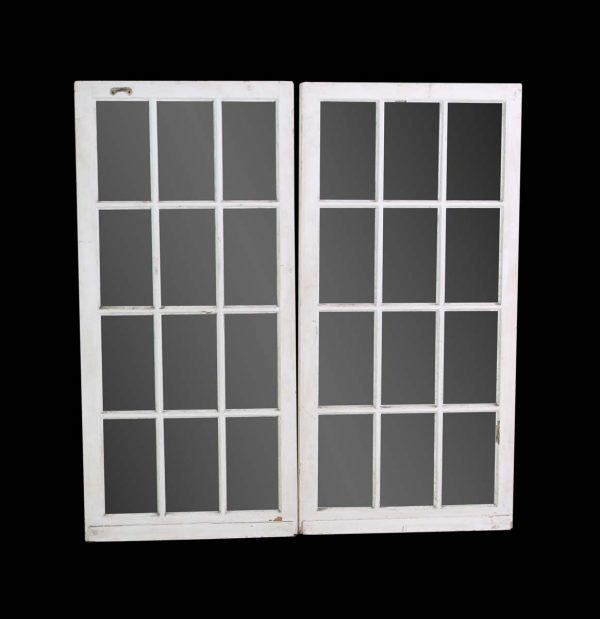 Reclaimed Windows - Pair of 1940s White 12 Lite French Windows 51 in. H