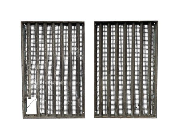 Reclaimed Windows - Pair of Bronze Window Grates with Woven Brass Mesh Screen