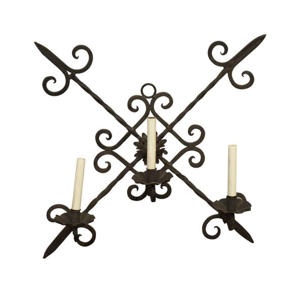 Sconces & Wall Lighting - Arts & Crafts Wrought Iron 3 Arm Wall Sconce