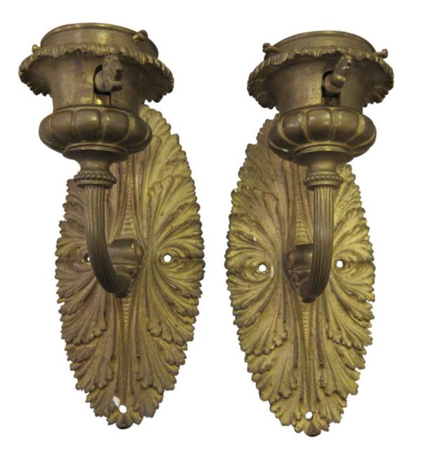 Sconces & Wall Lighting - Pair of Antique Empire Bronze Gas Wall Sconces