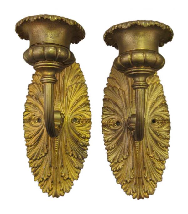 Sconces & Wall Lighting - Pair of Antique Empire One Arm Bronze Wall Sconces