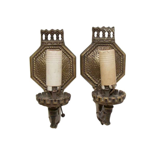 Sconces & Wall Lighting - Pair of Arts & Crafts Bronze One Arm Wall Sconces