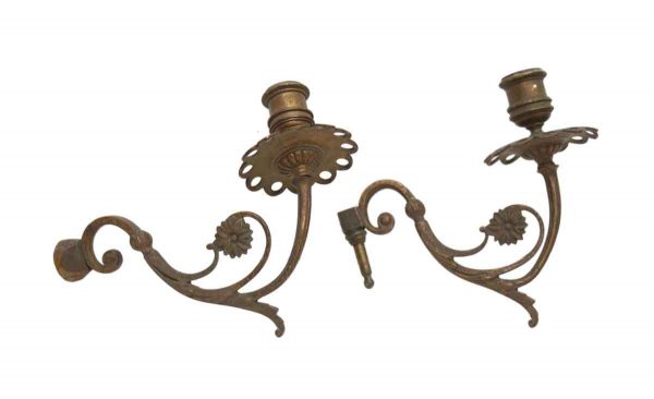 Sconces & Wall Lighting - Pair of Traditional Brass One Arm Wall Sconces
