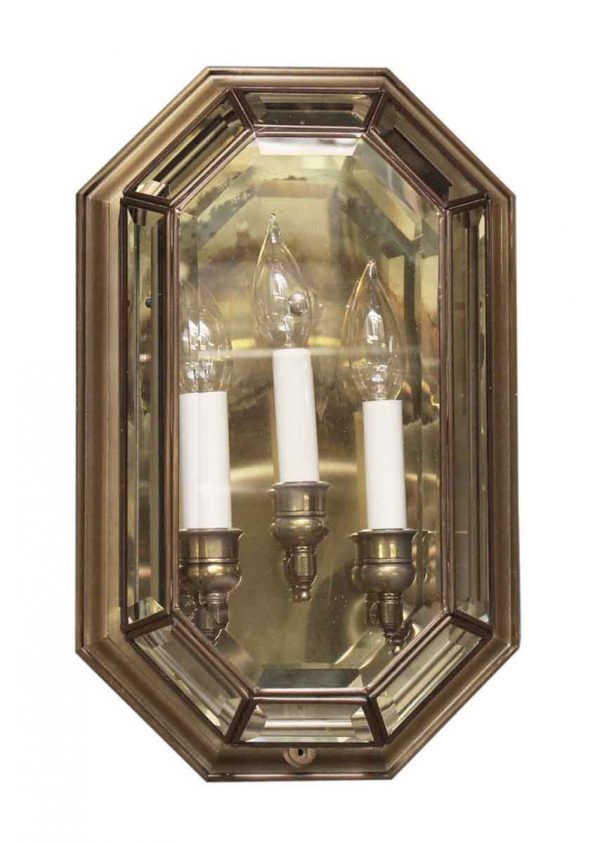Sconces & Wall Lighting - Traditional Enclosed Candelabra Wall Sconce with Beveled Glass
