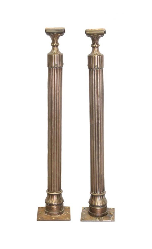 Staircase Elements - Pair of Fluted 34 in. Bronze Plated Brass Bannister Posts