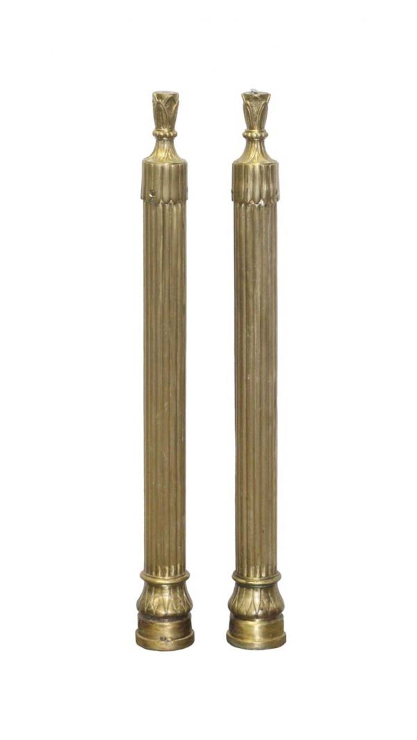 Staircase Elements - Pair of Reclaimed 32.5 in. Fluted Brass Bannister Posts