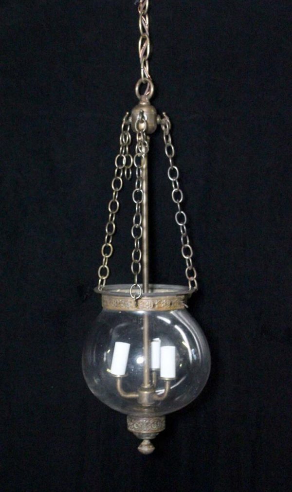 Up Lights - 19th Century 7.5 in. Round Glass Bell Jar Pendant Light