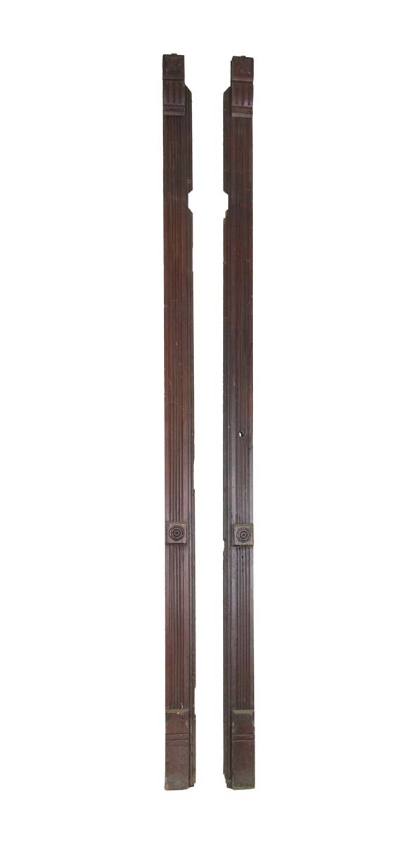 Columns & Pilasters - Pair of 9.5 ft Wooden Floral & Bulls Eye Pilasters