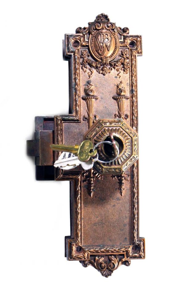 Door Knob Sets - Antique French Copper Plated Entry Door Set