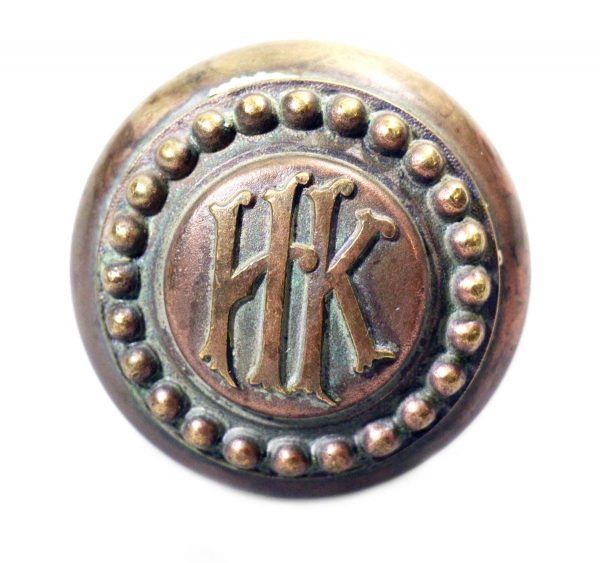 Door Knobs - Antique HK Emblematic Bronze Beaded Door Knob
