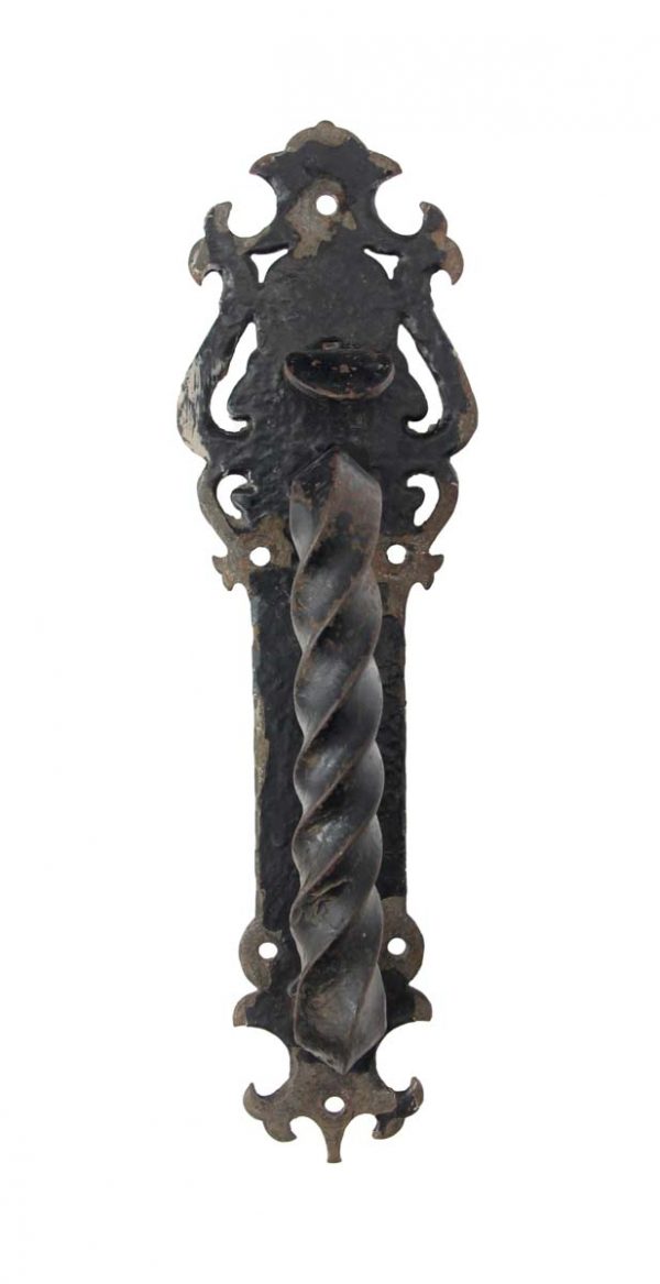 Door Pulls - Antique 12 in. Arts & Crafts Cast Iron Hand Forged Door Pull