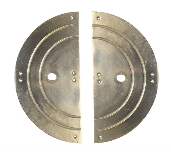 Door Pulls - Pair 1930s of Round Mid Century Push Back Plates