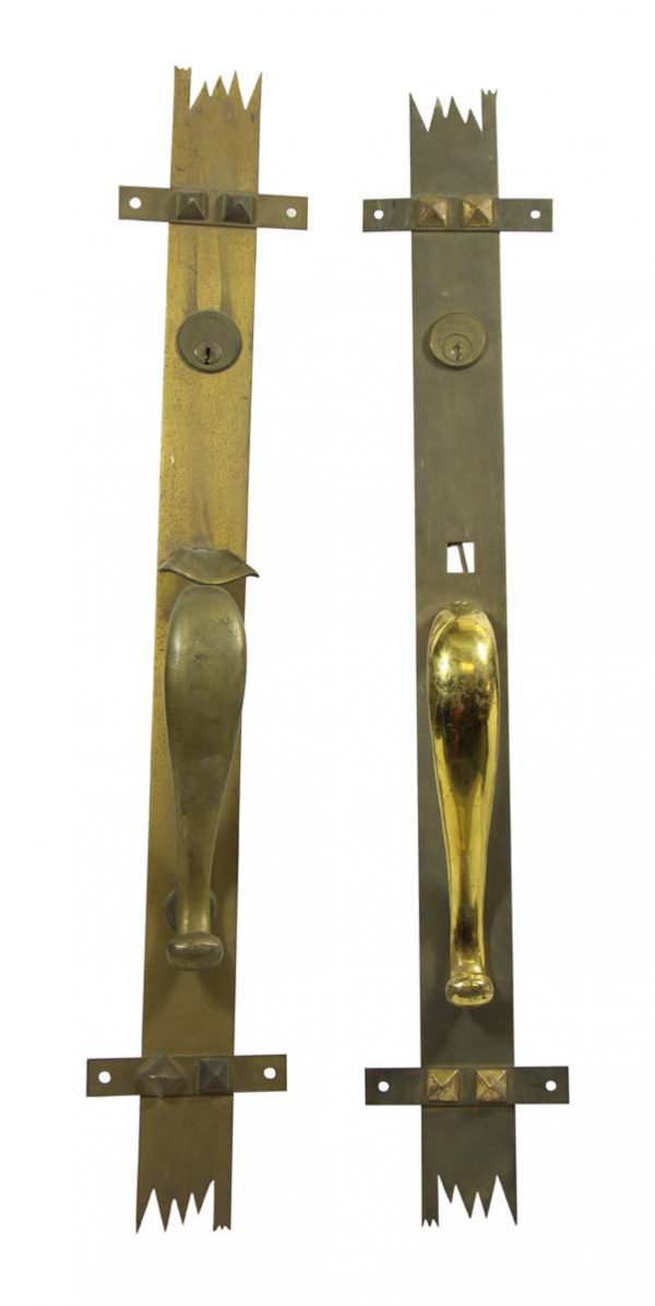 Door Pulls - Pair of Antique 23.75 in. Arts & Crafts Brass Door Pulls