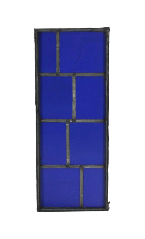 Exclusive Glass - Robert Sowers Mid Century Dark Blue JFK Stained Glass Window