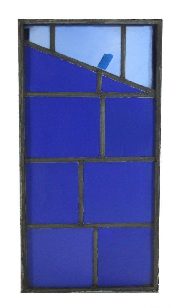 Exclusive Glass - Robert Sowers Mid Century Dark & Light Blue JFK Glass Window