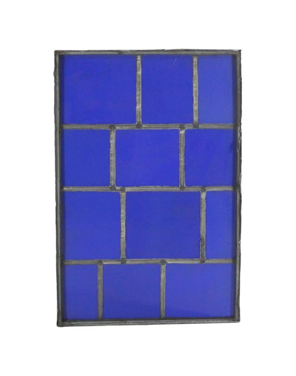 Exclusive Glass - Robert Sowers Mid Century JFK Dark Blue Stained Glass Window