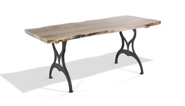 Farm Tables - Live Edge Natural Stain Maple Table with Cast Iron Brooklyn Legs