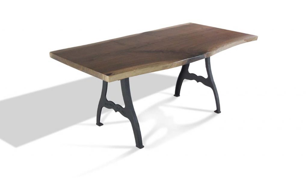 Live Edge Walnut Slab Table with Cast Iron New York Legs | Olde Good Things