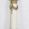 Railings & Posts - 19th Century White & Gold Painted 53 in. Cast Iron Newel Post