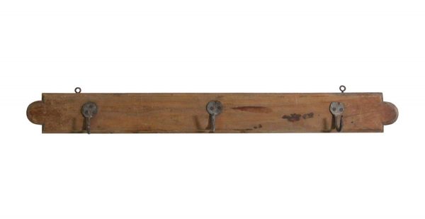 Racks - Vintage Wood Board with 3 Wrought Iron Hooks