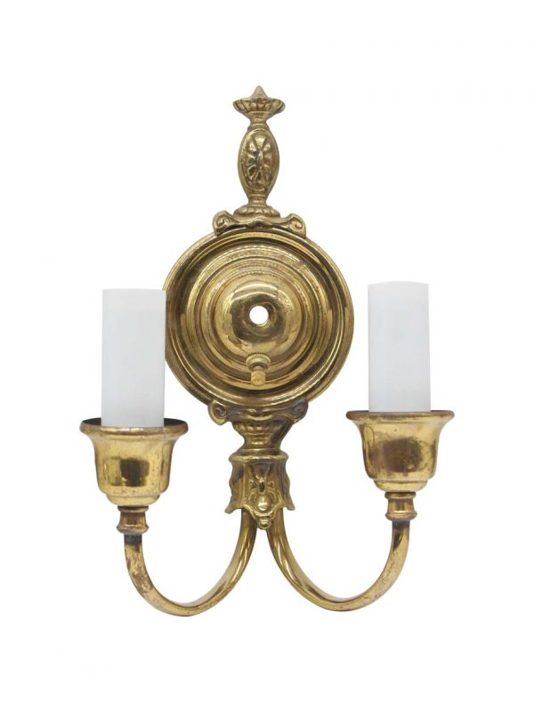 Sconces & Wall Lighting - Antique Traditional 2 Arm Brass Wall Sconce