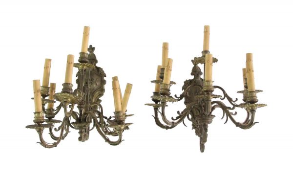 Sconces & Wall Lighting - Pair of French 8 Arm Bronze Wall Sconces