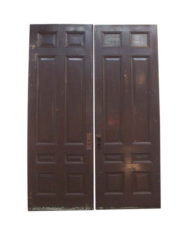 Standard Doors - Antique Solid Wood 8 Panel Double Doors 116.875 x 81.75