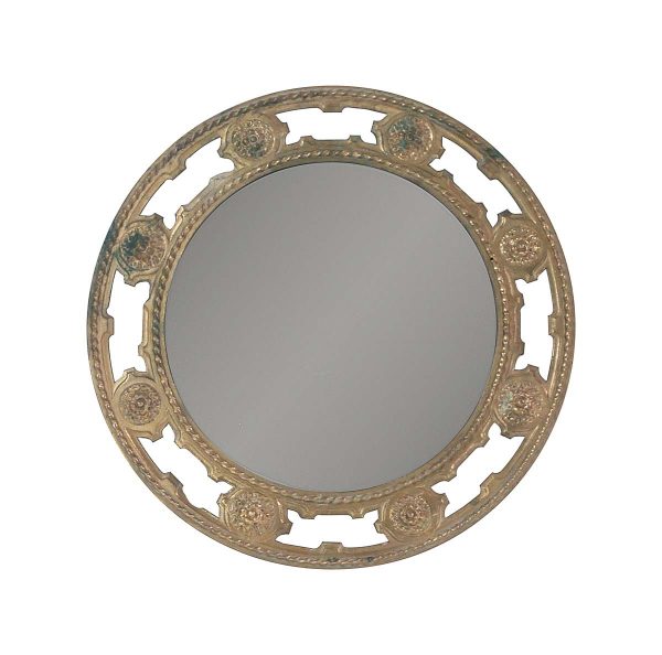 Antique Mirrors - Antique Cast Bronze 20.5 in. Round Wall Mirror