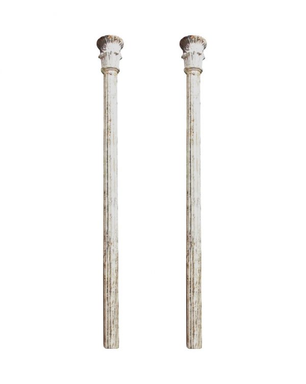Columns & Pilasters - Pair of 9.5 Foot White Structural Cast Iron Columns