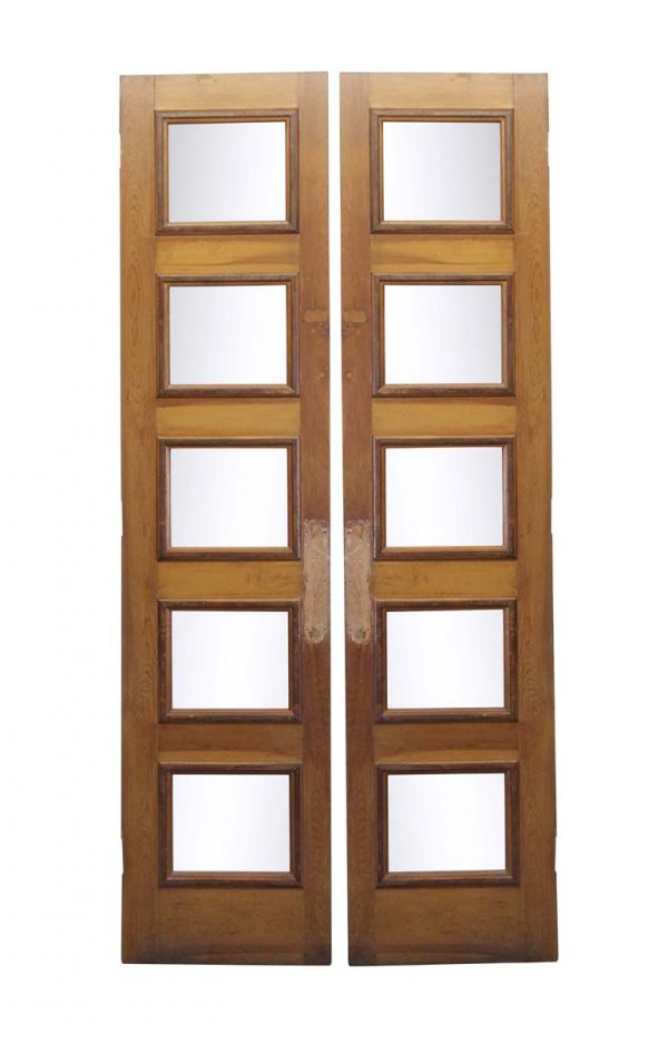 Commercial Doors - Antique 5 Beveled Lite Wood Double Doors 101 x 48