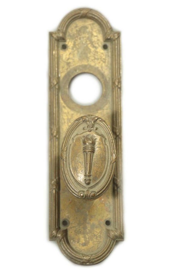 Door Knob Sets - Antique Yale Bronze Oval Torch Knob & Back Plate