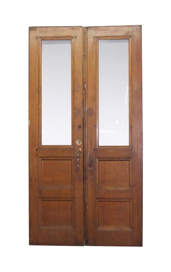 Entry Doors - Antique 2 Pane 1 Beveled Lite Entry Double Doors 100 x 52