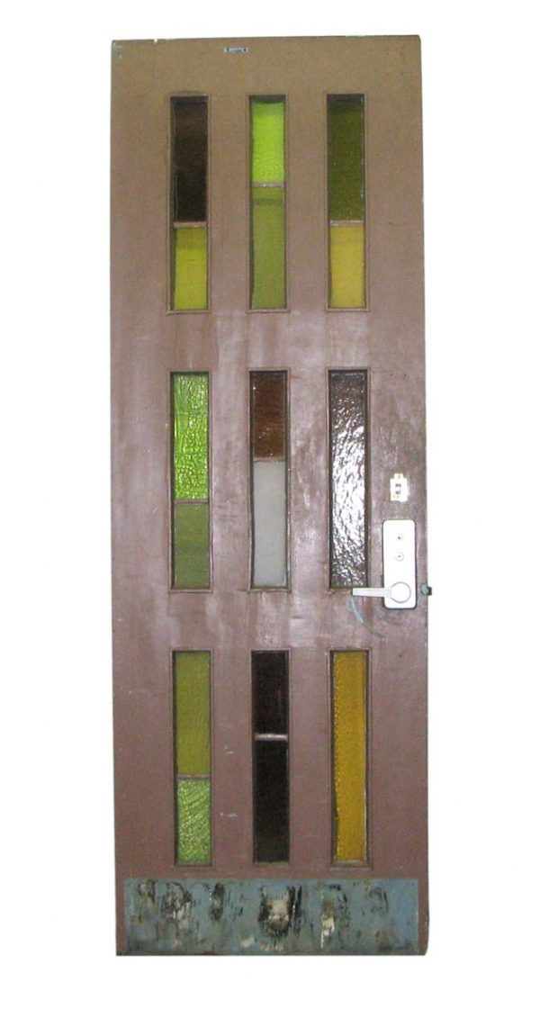 Entry Doors - Antique Stained 9 Vertical Stained Glass Door 94.5 x 32