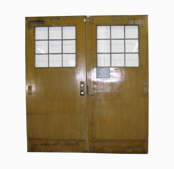 Entry Doors - Oak Lead Glass Half Lights Office Double Doors 81 x 71.25