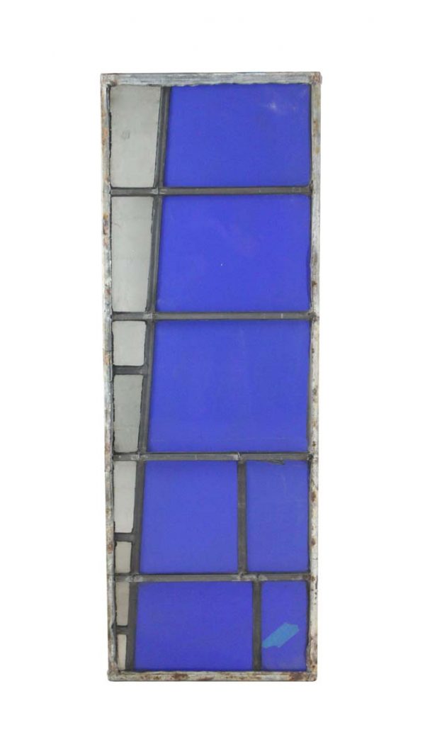 Exclusive Glass - Robert Sowers Blue & Clear Narrow Mid Century JFK Glass Window