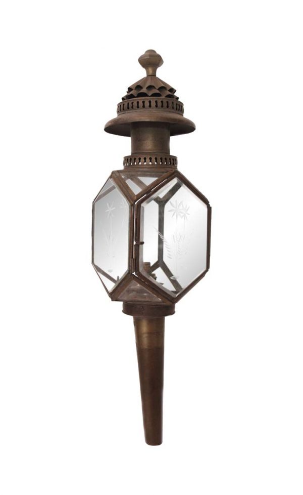 Exterior Lighting - Antique Victorian Etched Glass Carriage Lantern